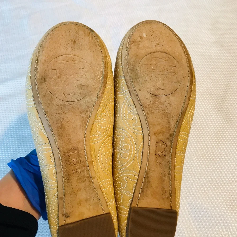 Tory Burch Tan Flats with Bow and Metallic‎ Charm